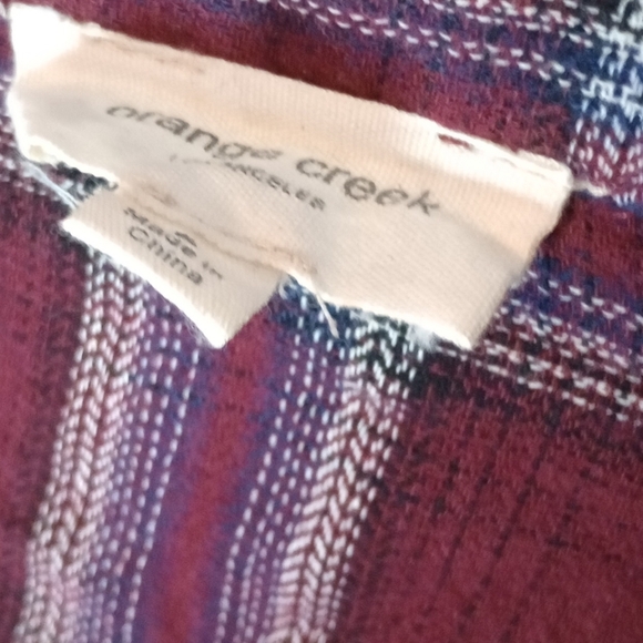 Orange Creek Burgundy Plaid Long Sleeve Shirt Dress Size Small Women's Dress - Picture 5 of 5